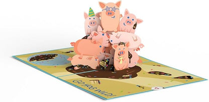 Lovepop Birthday Pop-Up Card for Her, Him, Men, Women - 3D Animal Greeting Cards - Go Hog Wild - 5" x 7" - Blank Notecard & Envelope Included