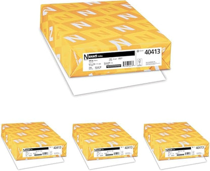 Wausau Exact Index Cardstock, 250 Sheets, White, 94 Brightness, 110 lb, 8.5 x 14 Inches (Pack of 4)