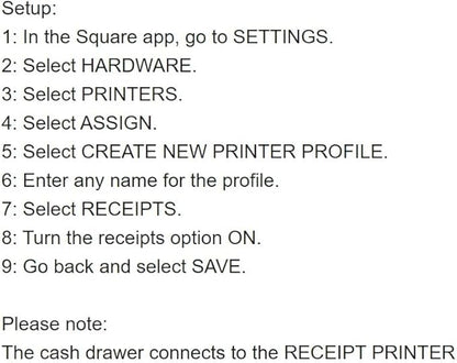 POS Hardware Bundle for Square - Cash Drawer, Thermal Receipt Printer, Barcode Scanner [Compatible with Square Stand and Square Register]