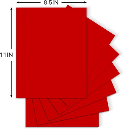 25Sheets Red Cardstock Paper, 8.5 x 11 Card stock for Cricut, Thick Construction Paper for Card Making, Scrapbooking, Craft 90 lb / 250 gsm