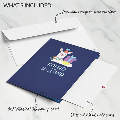 Lovepop Birthday Pop-Up Card for Her, Him, Men, Women - 3D Animal Greeting Cards - Sound The A-Llama - 5" x 7" - Blank Notecard & Envelope Included