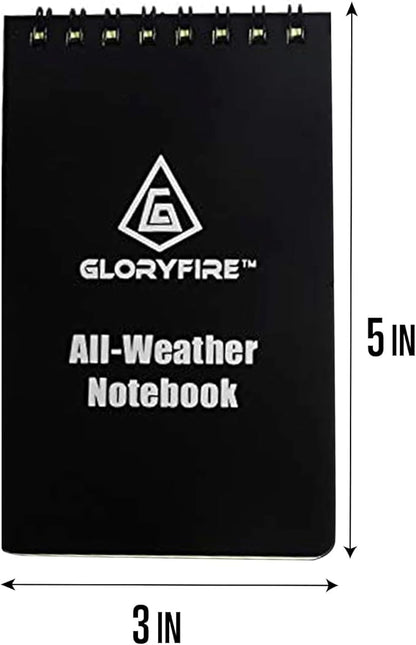 GLORYFIRE Waterproof Notebook All Weather Shower Pocket Tactical Notepad with Cover Steno Pad Memo Book