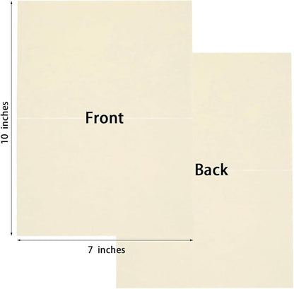50 Pack Blank Cards Folded Cardstock Thank You Blank Greeting Cards for Invitations, Wedding, Greeting Cards, All Occasion DIY, 5x7 Folded Cards Cream