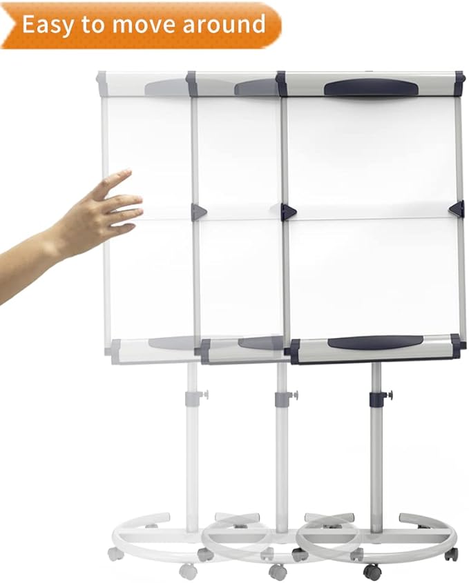 VIZ-PRO Dolphin Magnetic Mobile Whiteboard/Flipchart Easel, 28 X 40 Inches