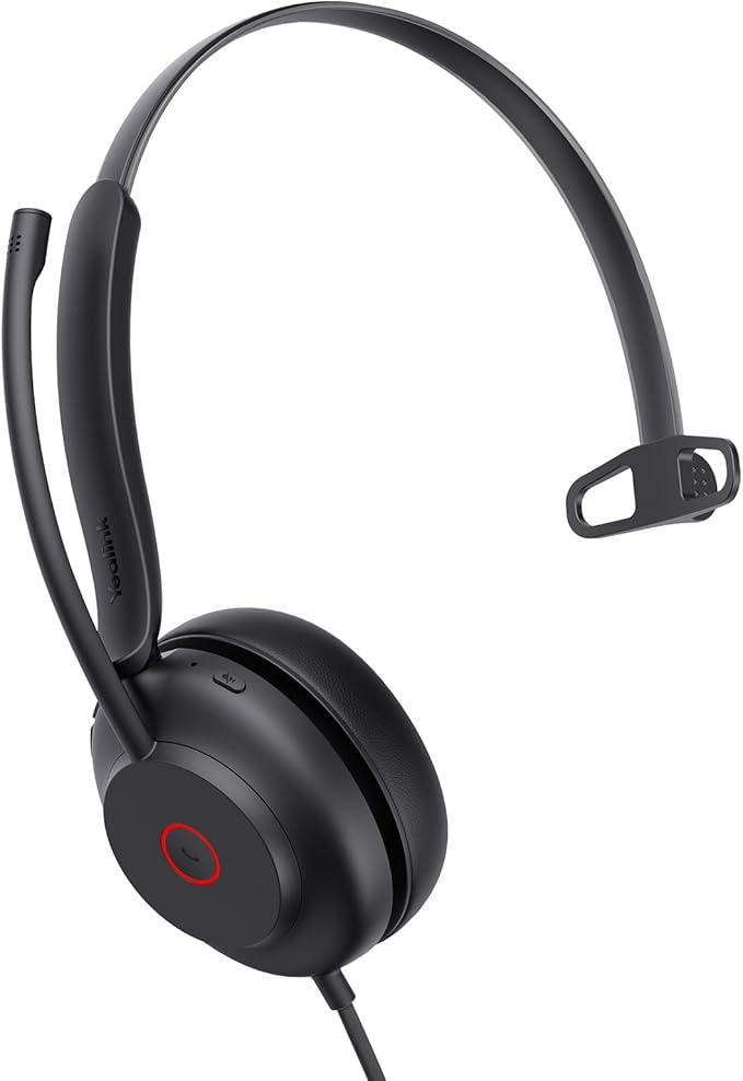 Yealink UH35 Wired Headset, USB Headset with Noise Cancelling Mic, Optimized for Skype and Zoom and Other Leading Conferencing Platforms, Mono Headset for PC Laptop VoIP Phone, All-Day Comfort Design