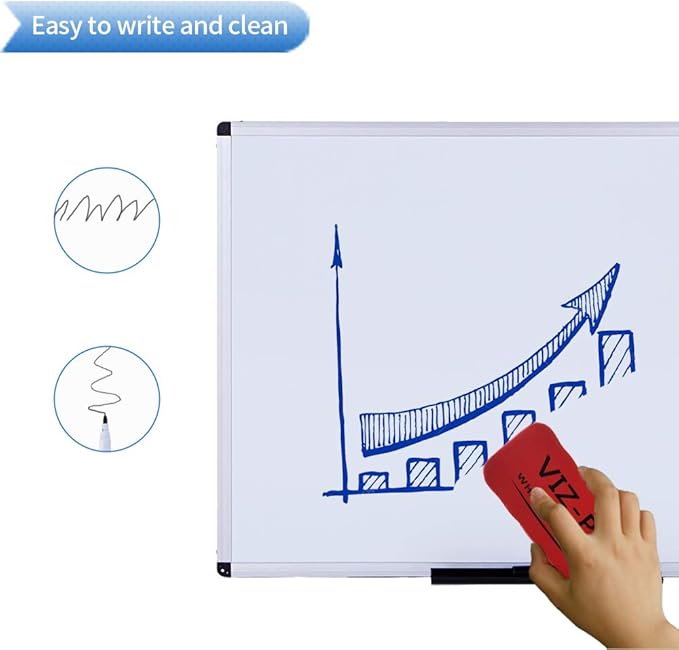 VIZ-PRO Magnetic Dry Erase Board, 48 X 24 Inches, Silver Aluminium Frame