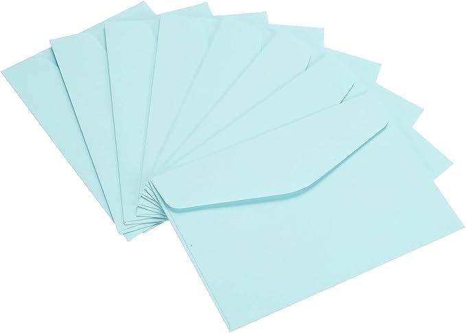 PATIKIL Mini Envelopes, 100 Pack Paper Blank Small Items Storage Business Card Holder for Greeting Note Party, Light Blue