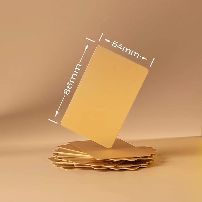 Thick Gold Aluminum Metal Business Cards Anodized Aluminum 86 X 54 X 0.8mm 15 pcs Include Protector Sleeves(Frosted)