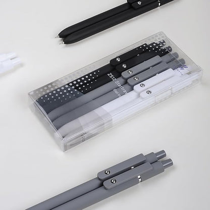 FIOVER Gel Pens,6Pcs Fine Point Smooth Writing Pens 0.5mm Black Gel Ink, High-End Series Ballpoint for Journaling Note Taking, Gifts for Women Men (6pcs-Black, Gray, White)