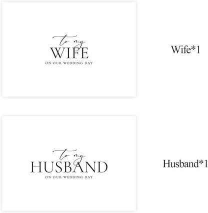Set of 2 Wedding Cards for Husband and Wife with Matching Envelopes, To My Husband on our Wedding Day Card, To My Wife on our Wedding Day Card. （Husband/Wife A）