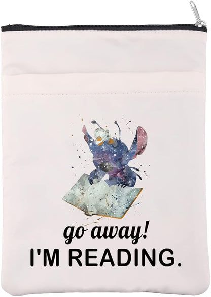 Cartoon Character Book Sleeve Ohana Lovers Book Cover WDW Fandom Gift Go Away I’m Reading Gift for Bookish Bibliophile (ShiDiZai ReadingBS)