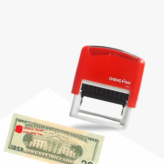 Donald Trump Lives Here Stamp Trump Merchandise Merch Gift Office Novelty Self Inking Stamp for Money