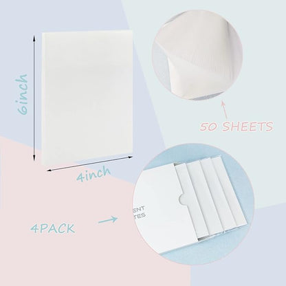 Transparent Sticky Notes 200 Sheets, 4 x 6 in Clear Sticky Notes, See Through Invisible Translucent Sticky Notes Waterproof Self-Stick Note Pads for School, Office (4 Packs)