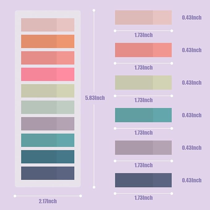 ZTML MS Sticky Tabs 1200 Pieces Book Tabs, Transparent Book Markers, Writable and Repositionable Page Makers, Morandi Index Tabs for Annotating Books, Page Tabs, Books Flags