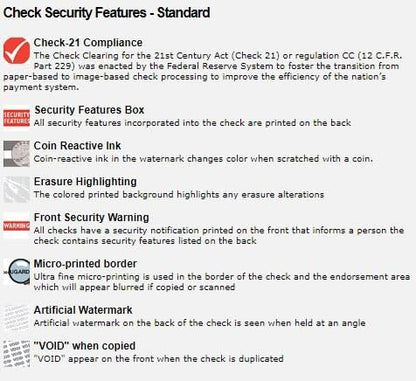 CheckOMatic Computer Business and Personal Check Paper - 100 Pack High Security Check Paper Top Blank Stock Checks Laser Printer Compatible with QuickBooks - Blue Diamond