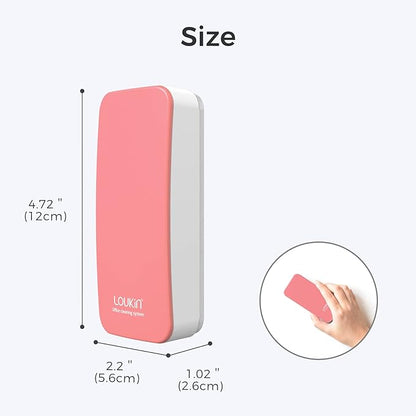 LOUKIN Magnetic Dry Erase Eraser, Whiteboard Eraser, Glass Board Eraser(Pink), One Bottle of 3.4 fl oz Whiteboard Cleaner Included, for Classroom, Home and Office