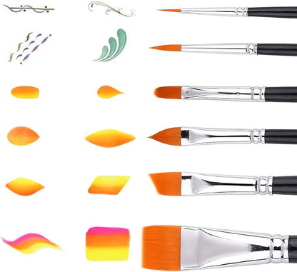 Bowitzki Face Paint Brush Set, 6pcs Artist Brushes for Body Face Painting,Acrylic Painting Watercolor Oil Gouache