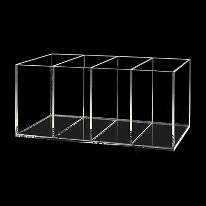 Acrylic Pen Holder 4 Compartments Clear Pencil Holder Organizer Makeup Brush Holder