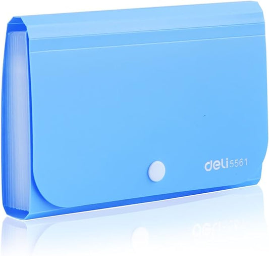 Expanding File Folder, Subdivision Accordion File Folder Mini Organizer PP Wallet for Cards,Coupons,Receipt,Tax Item or Changes,7x4.5 Inches,12 Pockets with Tabs and Check Case(Blue)