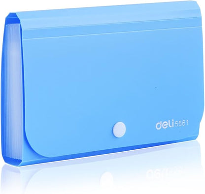 Expanding File Folder, Subdivision Accordion File Folder Mini Organizer PP Wallet for Cards,Coupons,Receipt,Tax Item or Changes,7x4.5 Inches,12 Pockets with Tabs and Check Case(Blue)