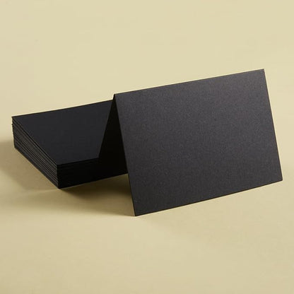 50 Pack Blank Cards Folded Cardstock Thank You Blank Greeting Cards for Invitations, Wedding, Greeting Cards, All Occasion DIY (Black, 5x7)