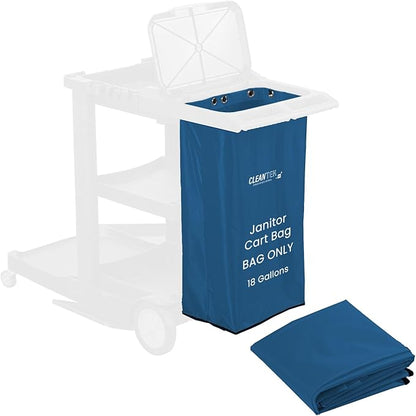 Restaurantware-Janitor CART Bag ONLY: Clean Tek Professional 16.93 x 10.63 x 29.53 Inch Janitorial Cart Bag, 1 Heavy-Duty Bag - Janitor Cart Sold Separately, Durable, Blue Plastic Replacement Bag