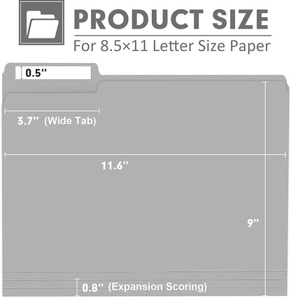 File Folder, PANDRI 120 Pack File Folder, 1/3 Cut Tab, Letter Size, Filing Folder for Office School Business, Grey