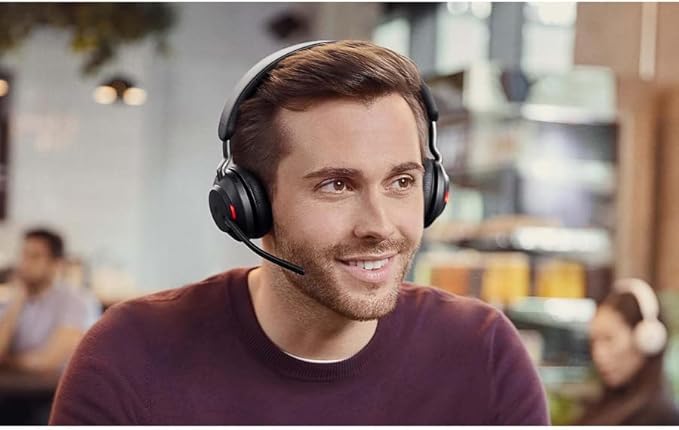 Jabra Evolve2 65 UC Wireless Headset with Link380c, Mono, Black – Wireless Bluetooth Headset for Calls and Music, 37 Hours of Battery Life, Passive Noise Cancelling Headphones