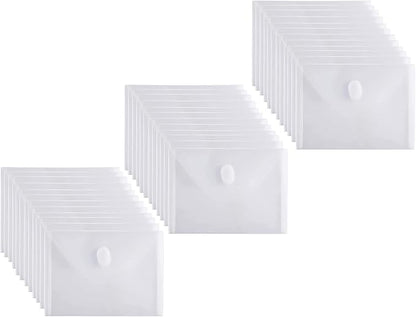 5x7 Small Plastic Envelopes Receipt Check Storage File Holder Case 36 Pack Hook & Loop Closure (clear-36 pack)