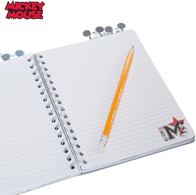 Innovative Designs Disney Mickey Mouse Journal Notebook, Spiral Bound, 96 Lined Pages, 8 x 7 inches, Grey