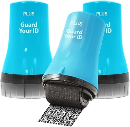 Wide Advanced ID Roller, Protect Your Private Information with Guard Your ID Theft Prevention and Confidential Roller Stamp, Easy to use Mess-Free Address Blocker, ASOTV (Wide 3-Pack, Turquoise)