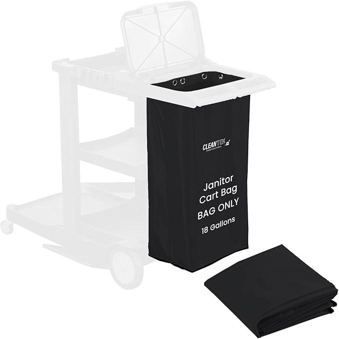 Restaurantware-Janitor CART Bag ONLY: Clean Tek Professional 16.93 x 10.63 x 29.53 Inch Janitorial Cart Bag, 1 Heavy-Duty Bag - Janitor Cart Sold Separately, Durable, Black Plastic Replacement Bag