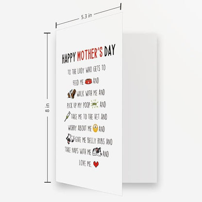 OJsensai Happy Mothers Day Card from Dog, Dog Mom Mothers Day Gifts for Dog Mom Grandma, Dog Mom Mother’s Day Card for Her, the Lady Who Love the Dog