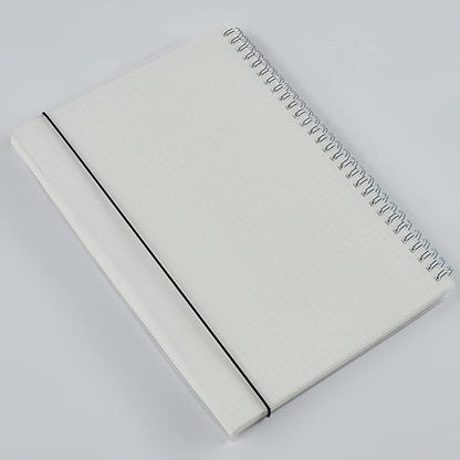 2 Pack A4 Spiral Bullet Dotted Journal with 120gsm Thick Paper, Dot Grid Spiral Notebook with Plastic Hardcover and Elastic Band Closure, 74 Sheets Per Pack 8.5 x 11 Inches