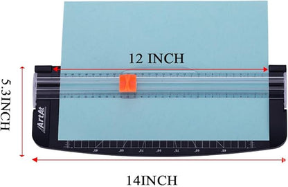 ArtAt 12-Inch Paper Cutter with Retractable Safety Blade, A4 Portable Trimmer for Cardstock, Laminated Paper, Photos, Crafts, Gift Cards, Coupons, Kraft Labels (Auto-Lock & Precise Cutting)