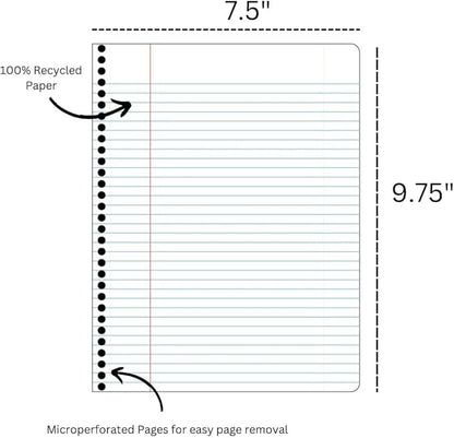 Decomposition Jellyfish College Ruled Spiral Notebook - 9.75 x 7.5 Journal with 160 Lined Pages - 100% Recycled Paper - Cute Notebooks for School Supplies, Home & Office - Made in USA