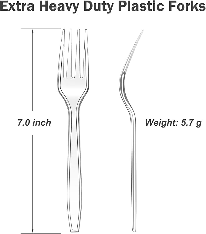 360 Count Extra Heavy Duty Clear Plastic Forks Disposable, BPA-Free, Heat Resistant, Solid and Durable Disposable Forks Bulk, Premium Plastic Forks heavy duty for Party Supply