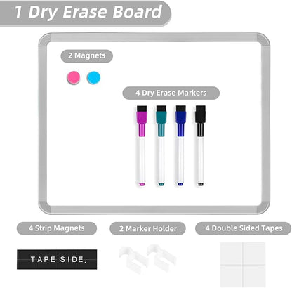 VUSIGN Small White Board Dry Erase, 14'' x 11'' Magnetic Dry Erase Board, Mini Whiteboard with Markers for Kids, Students, Fridge, Wall, Locker