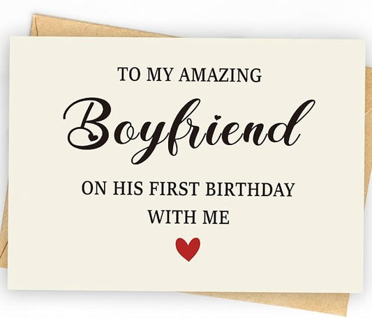 Birthday Card & Gift for Boyfriend, and Him | Happy Birthday Decorations for Boyfriend