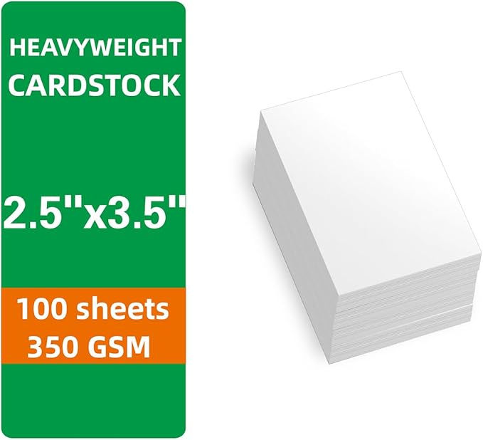 100 Sheets Cardstock 2.5x3.5 Thick Paper - Blank Heavy Weight 350gsm Cover Card Stock for Paper Craft, DIY Thank You, Greeting, Note, RSVP, Index Cards - Draw, Write, Paint (2.5x3.5 Inches)