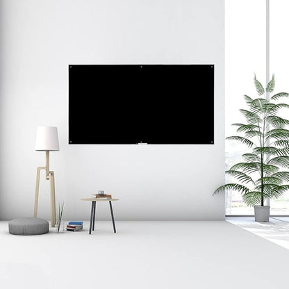 Black Glass Board Frameless Tempered Glass Dry Erase Board with Marker Tray for Interactive Office, Wall Mounted Frosted Glass Whiteboard (Black, 72" x 40")