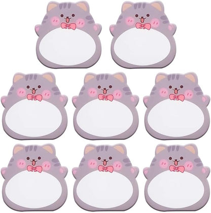 8 Packs Kawaii Kitten Sticky Notes, Cat Aesthetic Sticky Notes Set, Cartoon Inspirational Sticky Notes, Animals Shape Markers, Cute Anime Sticky Note Tabs for Office School Creative Gifts