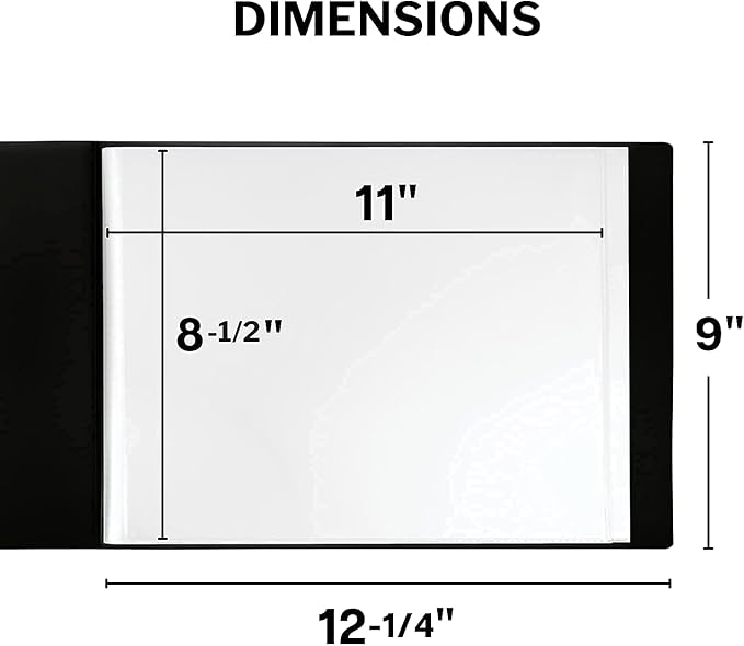 Dunwell 8.5x11 Portfolio Binder (Horizontal), Plastic Presentation Book, 24 Pockets Displays 48 Pages of Letter Size Documents, Certificates, Keepsakes, Art Portfolio Folder, Acid-Free Poly