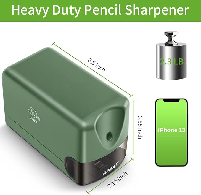 Electric Pencil Sharpener Heavy Duty, AFMAT for Classroom, UL Listed Plug in Pencil Sharpener for 6.5-8mm No.2/Colored Pencils, w/Upgraded Helical Blade(Sharpen 10000 Times)