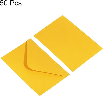 PATIKIL Mini Envelopes, 50 Pack Gift Cards Business Cards Envelope for Invitation Graduation, Yellow