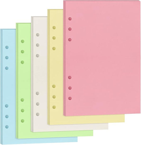 A5 Refills Paper, A5 Binder Planner Loose Leaf Paper, [5 Color] 150 Sheets (300 Pages) 6-Hole Notebook Refills for 6-Ring Refillable A5 Ring Binder Notebook Planner, Blank Paper