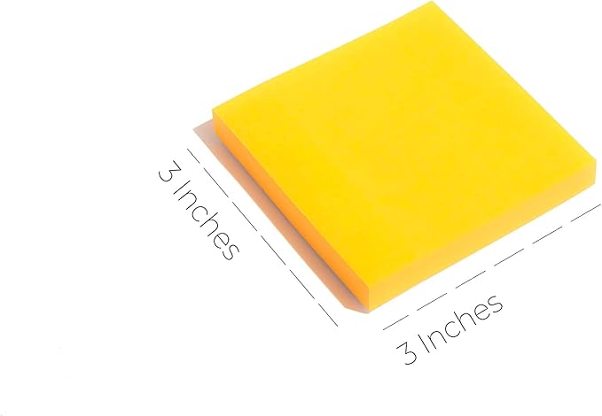 (6 Pack) Sticky Notes 3x3 in Bright Colored Super Self Sticky Pads - 100 Sheets/Pad - Easy to Post for School, Office Supplies, Desk Accessories