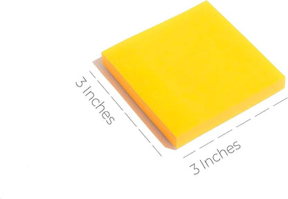 (6 Pack) Sticky Notes 3x3 in Bright Colored Super Self Sticky Pads - 100 Sheets/Pad - Easy to Post for School, Office Supplies, Desk Accessories