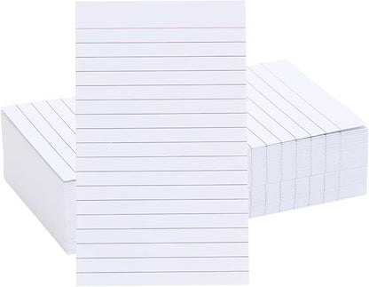 Vertical Ruled Index Cards 3 X 5 Flash Card Double Sided Lined Notecards Heavy Weight Ruled Checklist Thick Recipe Cards for Studying, School, Home and Office（White,100Count）