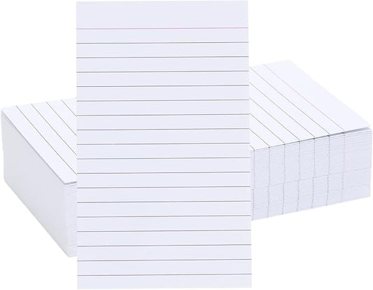 Vertical Ruled Index Cards 3 X 5 Flash Card Double Sided Lined Notecards Heavy Weight Ruled Checklist Thick Recipe Cards for Studying, School, Home and Office（White,100Count）